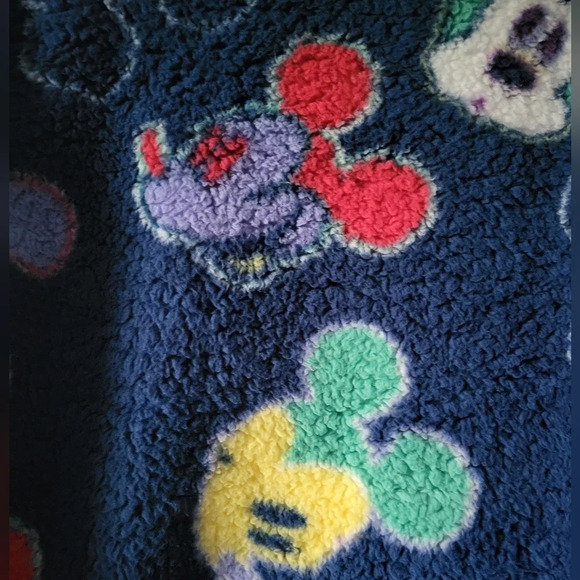 Disney Parks Mickey Mouse Blue Green Deep Pile Fleece Pullover Soft Warm - Picture 4 of 4